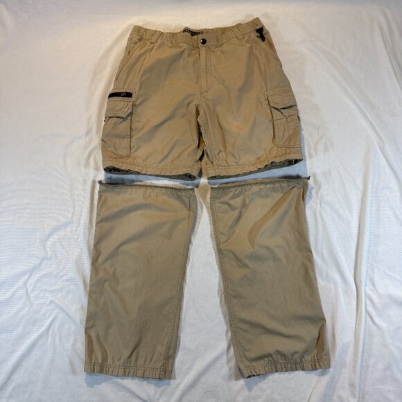 BC Clothes Convertible Adventure Pants XL Tan Un Zip Stretch Waist - Picture 2 of 12